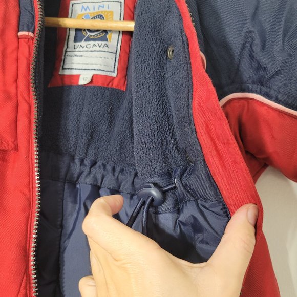 Mini Ungava Baby Toddler Hooded Snow Suit Red Blue Zippered Faux Fur Trim 12Mon - Picture 11 of 14